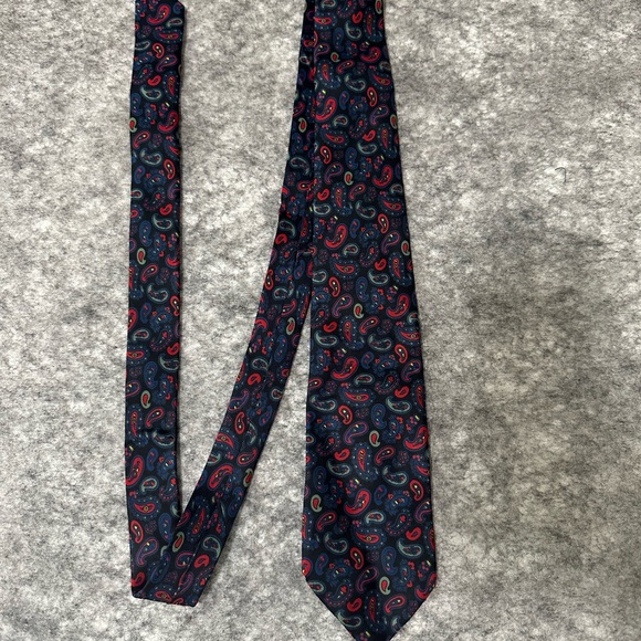 Burberrys Mens Silk Tie Paisley Red Blue Office Gift Made In England Multicolor - Picture 7 of 11
